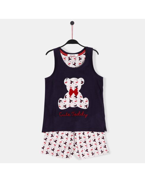 Pyjama Marineblaue T-Shirts und Shorts im Mädchenschnitt