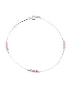 Lalie zilver/roze enkelketting
