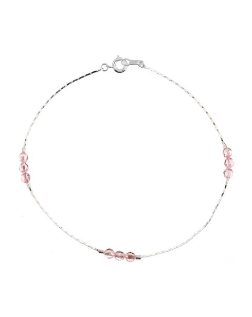 Lalie zilver/roze enkelketting