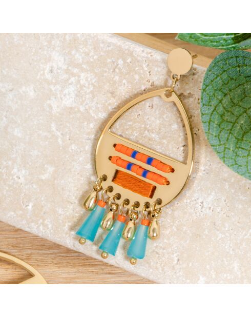 Boucles d'oreilles Isla Madera doré/orange/bleu