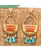 Boucles d'oreilles Isla Madera doré/orange/bleu