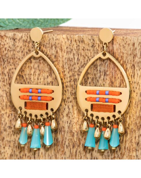 Boucles d'oreilles Isla Madera doré/orange/bleu