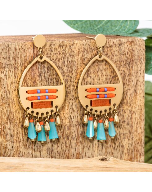 Boucles d'oreilles Isla Madera doré/orange/bleu