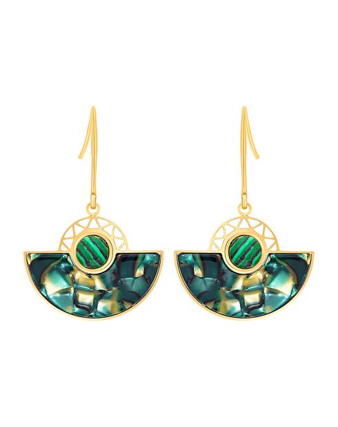 Boucles d'oreilles Tanzana doré/vert