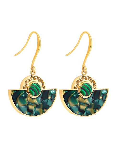 Boucles d'oreilles Tanzana doré/vert