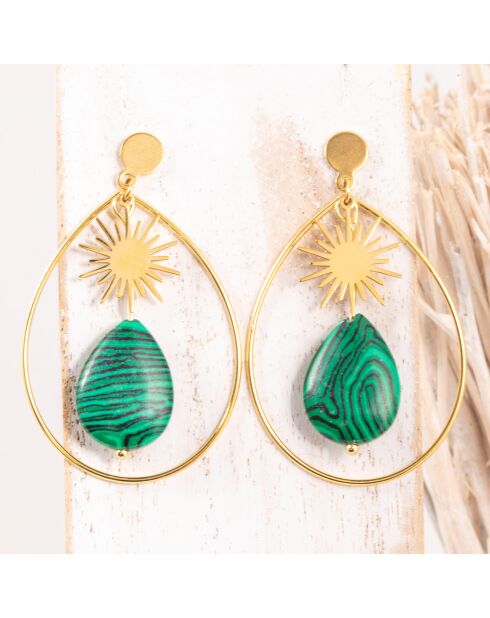 Stellos goud/groene oorbellen