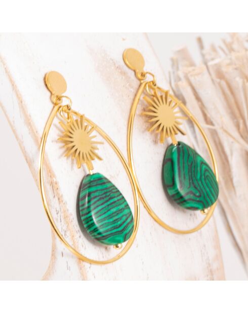 Stellos goud/groene oorbellen