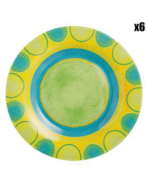 6 Assiettes à dessert Propriano turquoise - D.19 cm