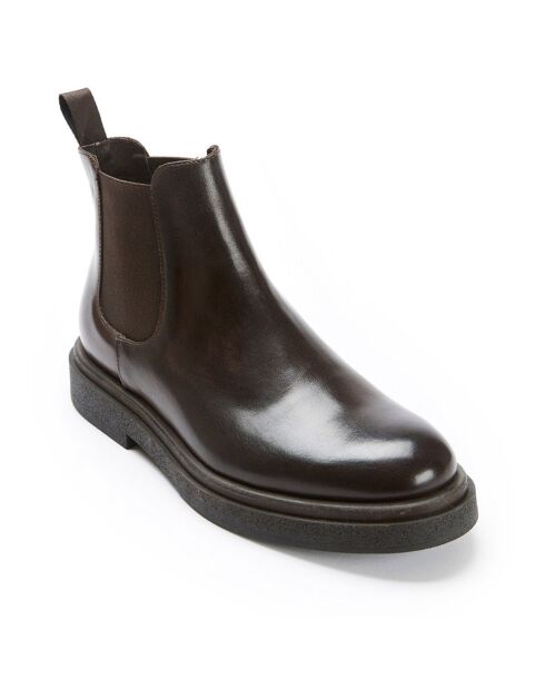 Chelsea Boots en Cuir Bracq marron foncé