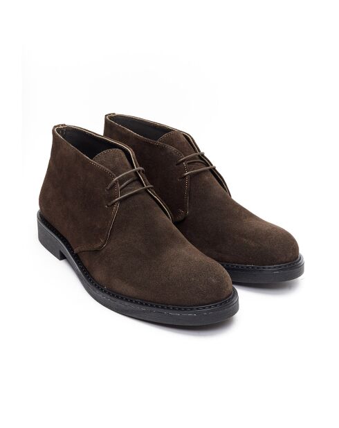 Boots en Velours de Cuir Foda marron foncé