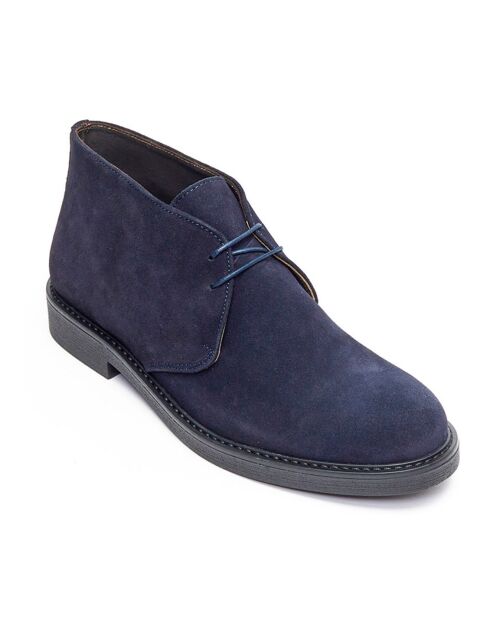 Boots en Velours de Cuir Foda bleu marine