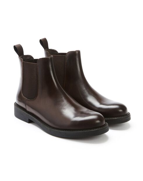 Chelsea Boots en Cuir Jon marron foncé