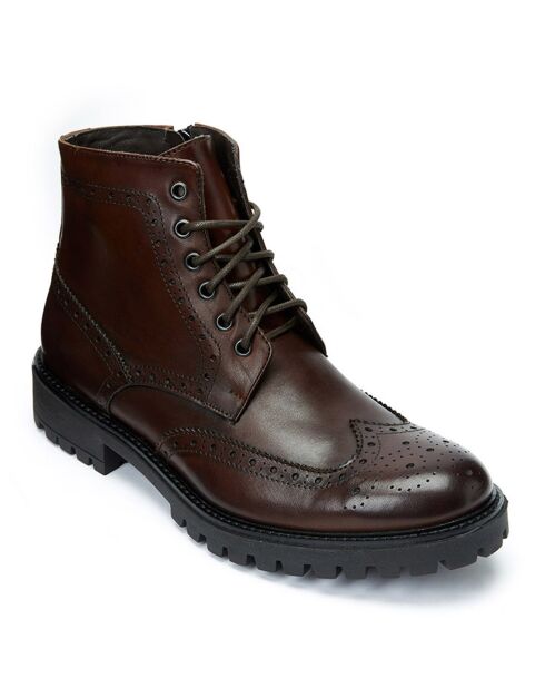 Boots en Cuir Gani marron foncé