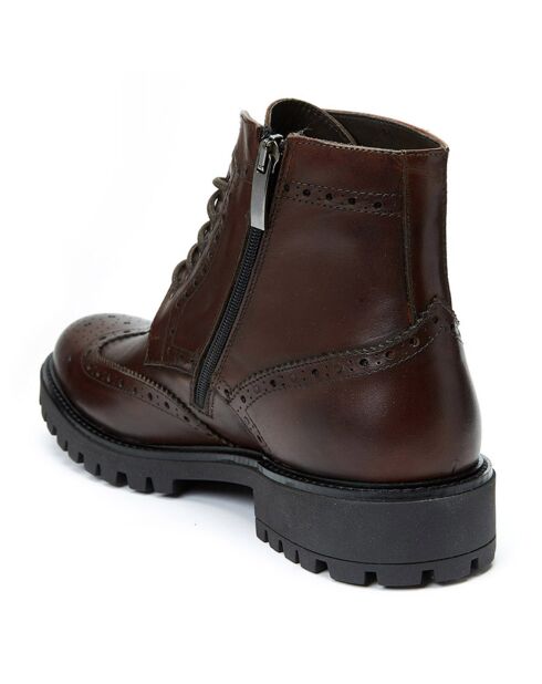 Boots en Cuir Gani marron foncé