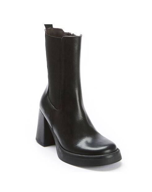 Bottes en Cuir Olya noires - Talon 8 cm