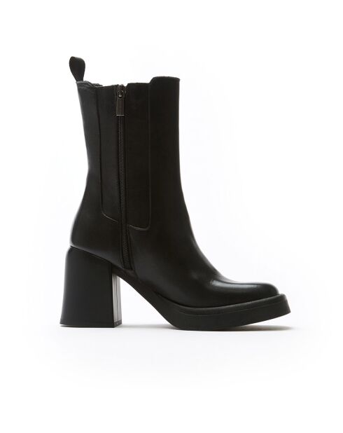 Bottes en Cuir Olya noires - Talon 8 cm