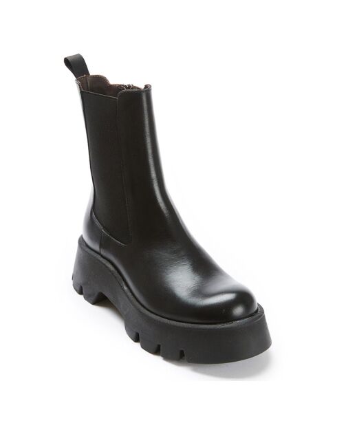 Marea zwarte leren laarzen met hak van 5 cm