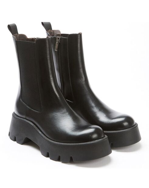 Boots en Cuir Marea noires - Talon 5 cm