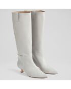 Bottes en Cuir Eden gris clair - Talon 4,5 cm