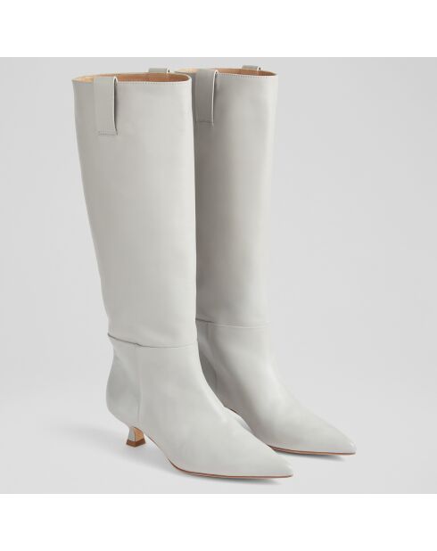 Bottes en Cuir Eden gris clair - Talon 4,5 cm