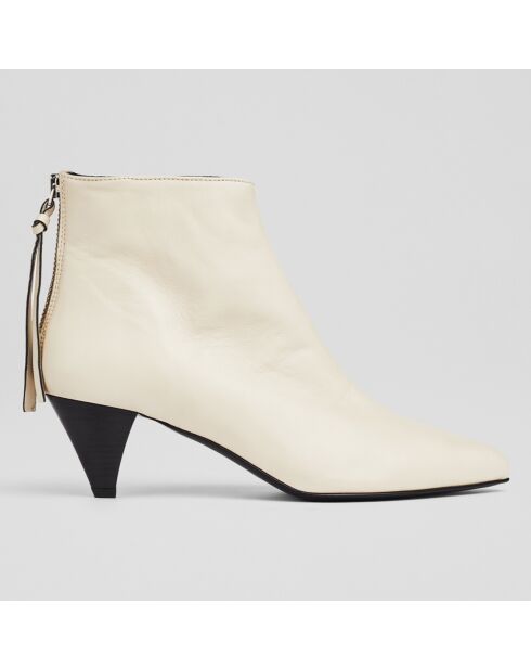 Bottines en Cuir Angelique écrues - Talon 5 cm