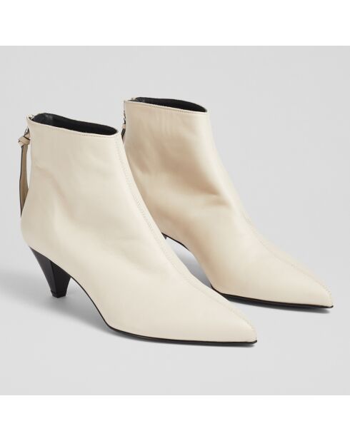 Bottines en Cuir Angelique écrues - Talon 5 cm