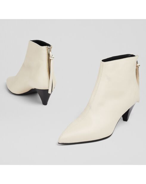 Bottines en Cuir Angelique écrues - Talon 5 cm