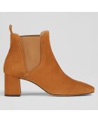 Chelsea boots en Velours de Cuir Maddox marron - Talon 6 cm