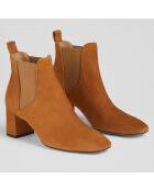 Chelsea boots en Velours de Cuir Maddox marron - Talon 6 cm