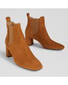 Chelsea boots en Velours de Cuir Maddox marron - Talon 6 cm