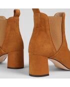 Chelsea boots en Velours de Cuir Maddox marron - Talon 6 cm