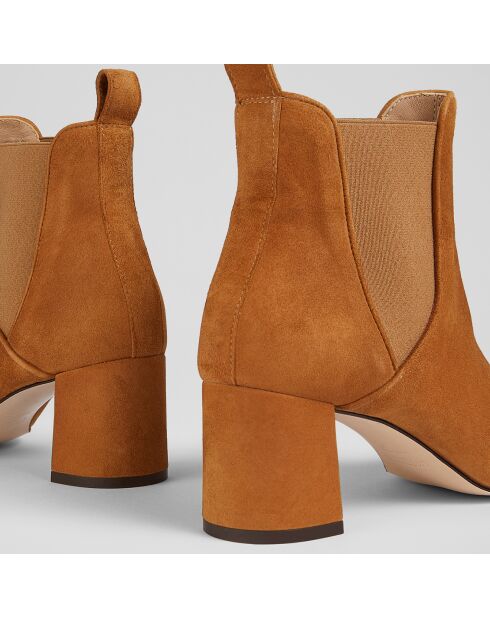 Chelsea boots en Velours de Cuir Maddox marron - Talon 6 cm