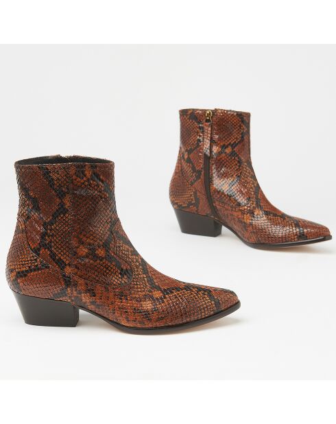 Bottines en Cuir serpent Choral marron