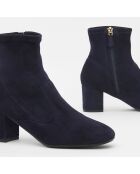 Alexis Marine fluwelen leren enkellaarzen met hak van 6,5 cm
