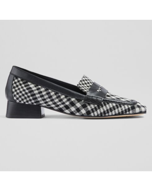 Mocassins Kate à carreaux noir/blanc