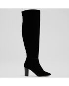 Bottes en Velours de Cuir Courtney noires - Talon 7,5 cm