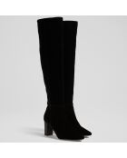 Bottes en Velours de Cuir Courtney noires - Talon 7,5 cm