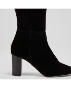 Bottes en Velours de Cuir Courtney noires - Talon 7,5 cm