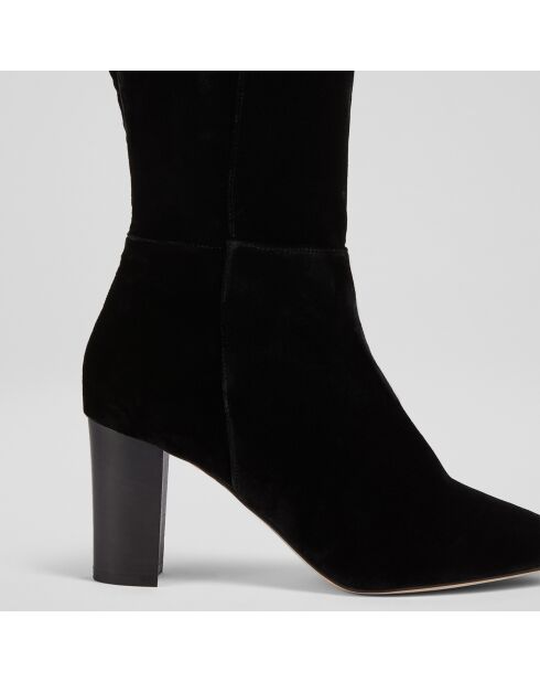 Bottes en Velours de Cuir Courtney noires - Talon 7,5 cm