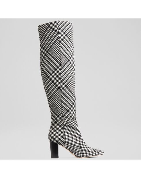 Bottes Courtney à carreaux noir/blanc - Talon 7,5 cm