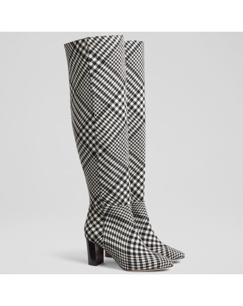Bottes Courtney à carreaux noir/blanc - Talon 7,5 cm