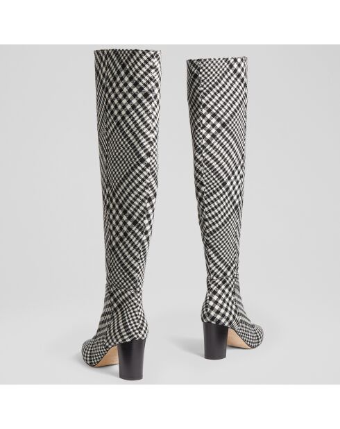 Bottes Courtney à carreaux noir/blanc - Talon 7,5 cm
