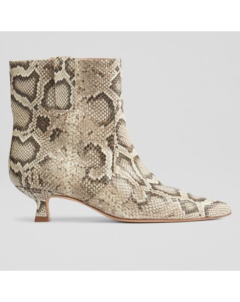 Bottines en Cuir serpent Rowan grises - Talon 4,5 cm