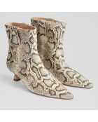 Bottines en Cuir serpent Rowan grises - Talon 4,5 cm