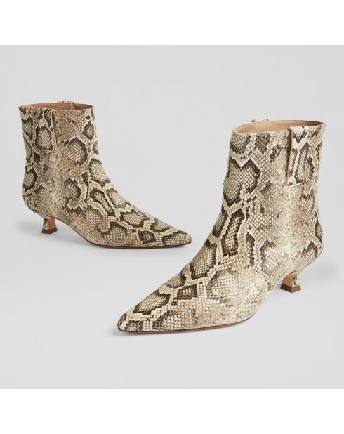 Bottines en Cuir serpent Rowan grises - Talon 4,5 cm