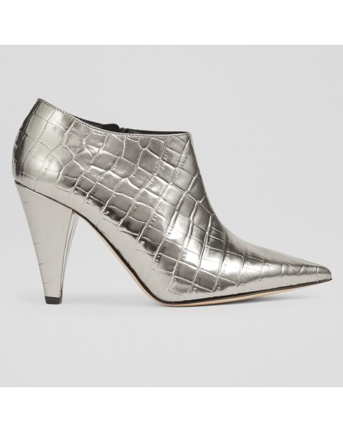 Bottines en Cuir croco Talulla argentées - Talon 9 cm