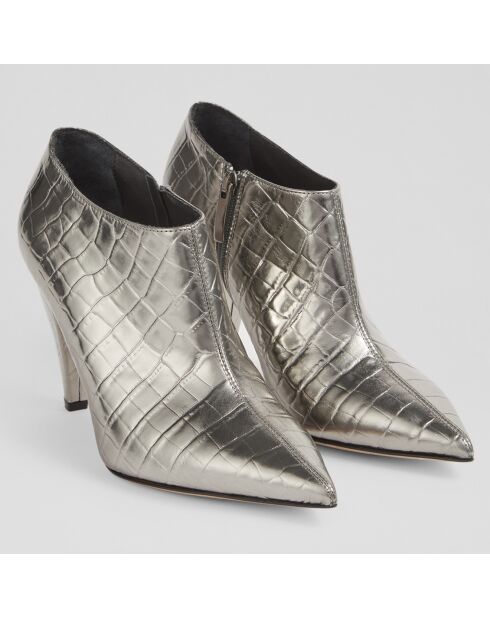 Bottines en Cuir croco Talulla argentées - Talon 9 cm