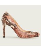 Escarpins en Cuir serpent Stila roses - Talon 9 cm