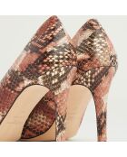 Escarpins en Cuir serpent Stila roses - Talon 9 cm