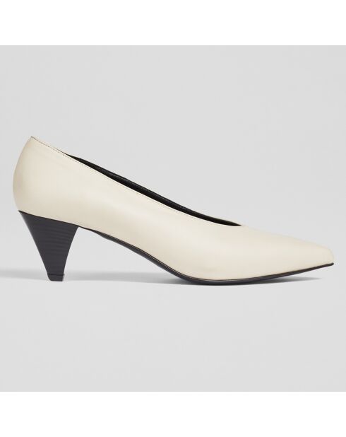 Escarpins en Cuir Zayla écrus - Talon 5 cm